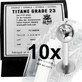TITANE MICRO LABRET STERILE + STRASS X 10 pièces